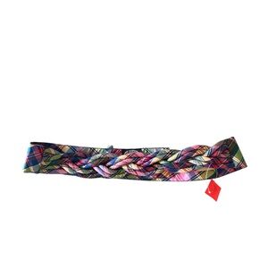 Vintage Jennifer Moore silk madras plaid knot belt